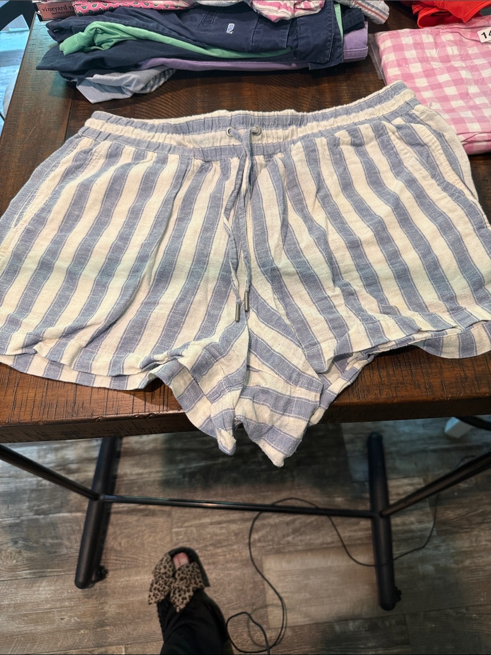 GAP Light Blue & White Striped High-Waist Shorts